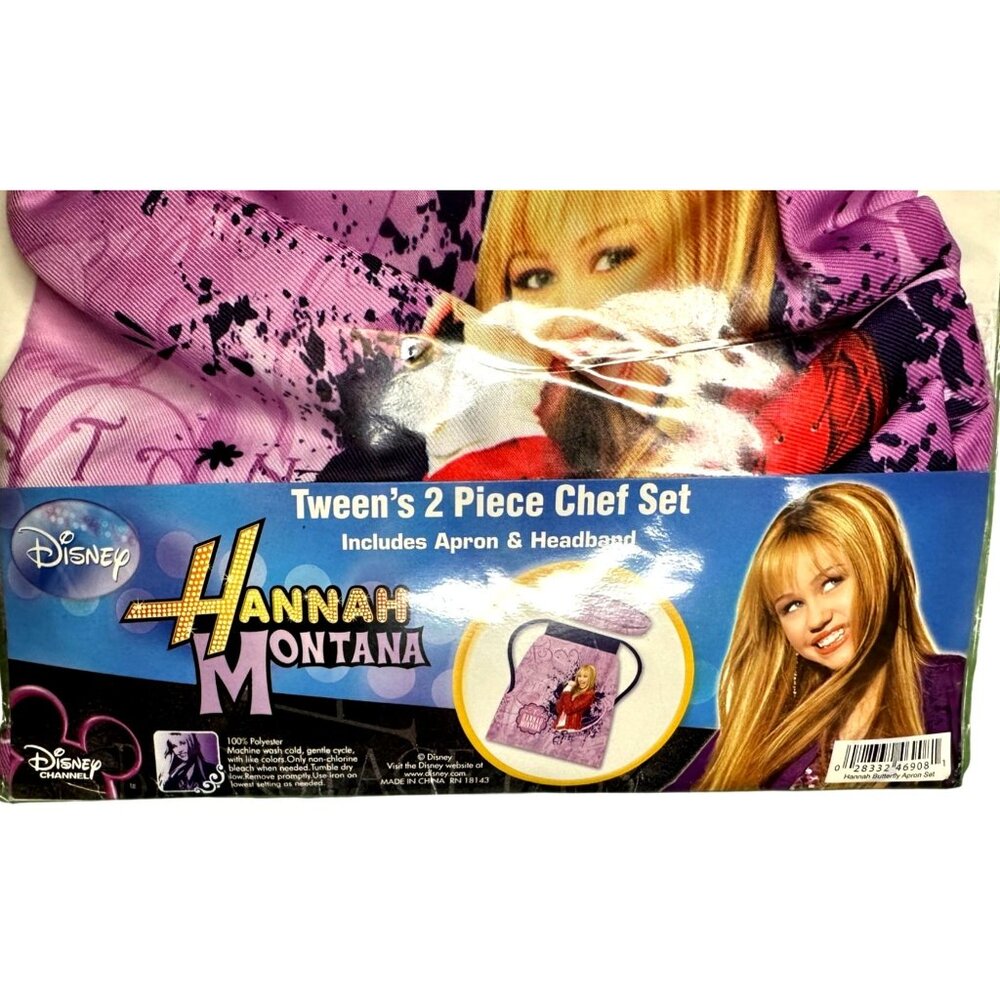 Disney Hannah Montana Tween’s 2 Piece Chef Set W/ Apron & Headband Purple/Pink - Picture 3 of 3